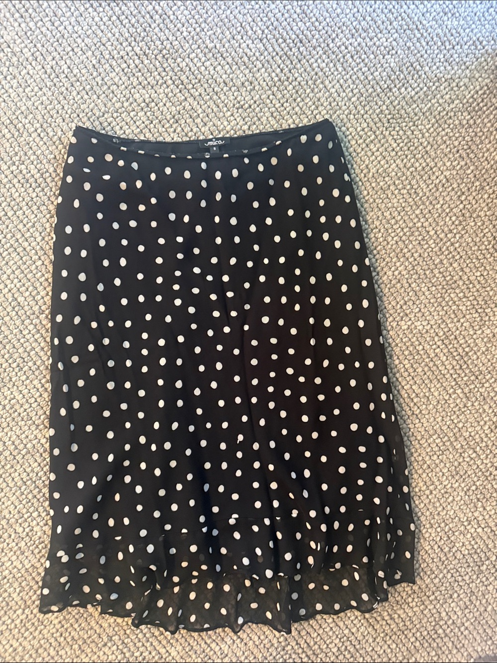Black Polka Dot Midi Skirt - Women's Classic A-Line